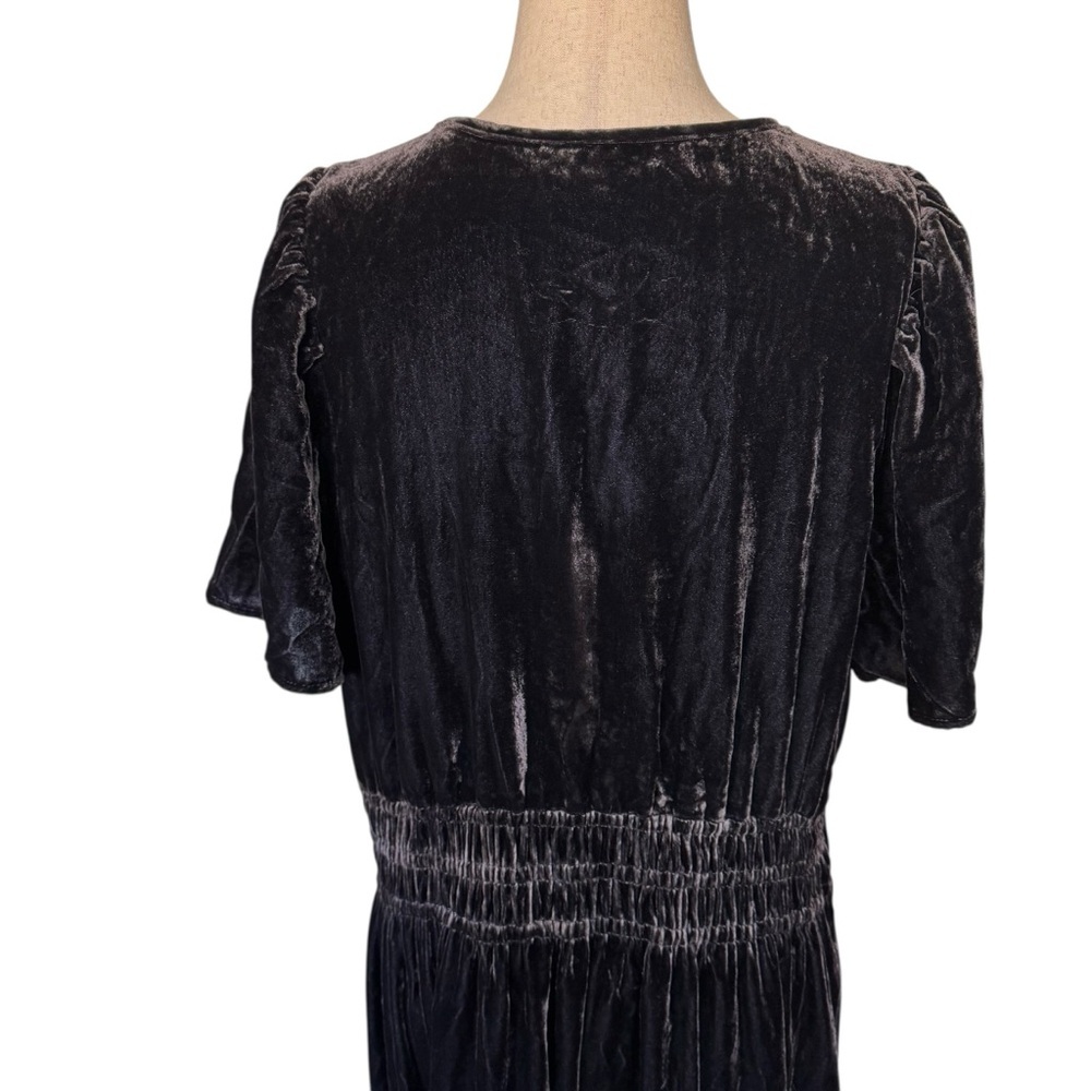 Anthropologie Somerset Velvet Dark Gray Gunmetal Maxi Dress Long Tiered XL - Picture 7 of 14